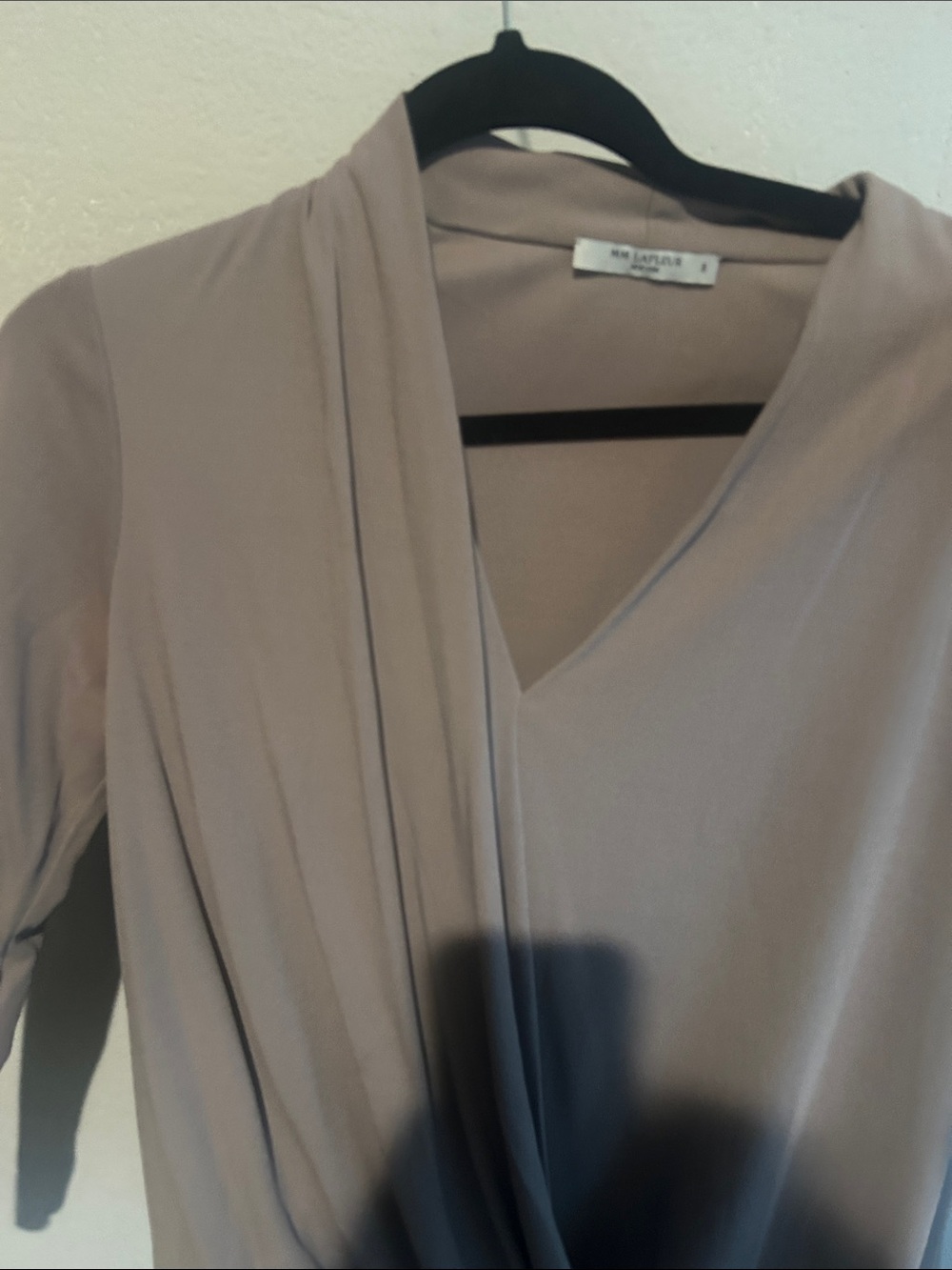 MM. Lafleur Taupe-Mauve Wrap Blouse